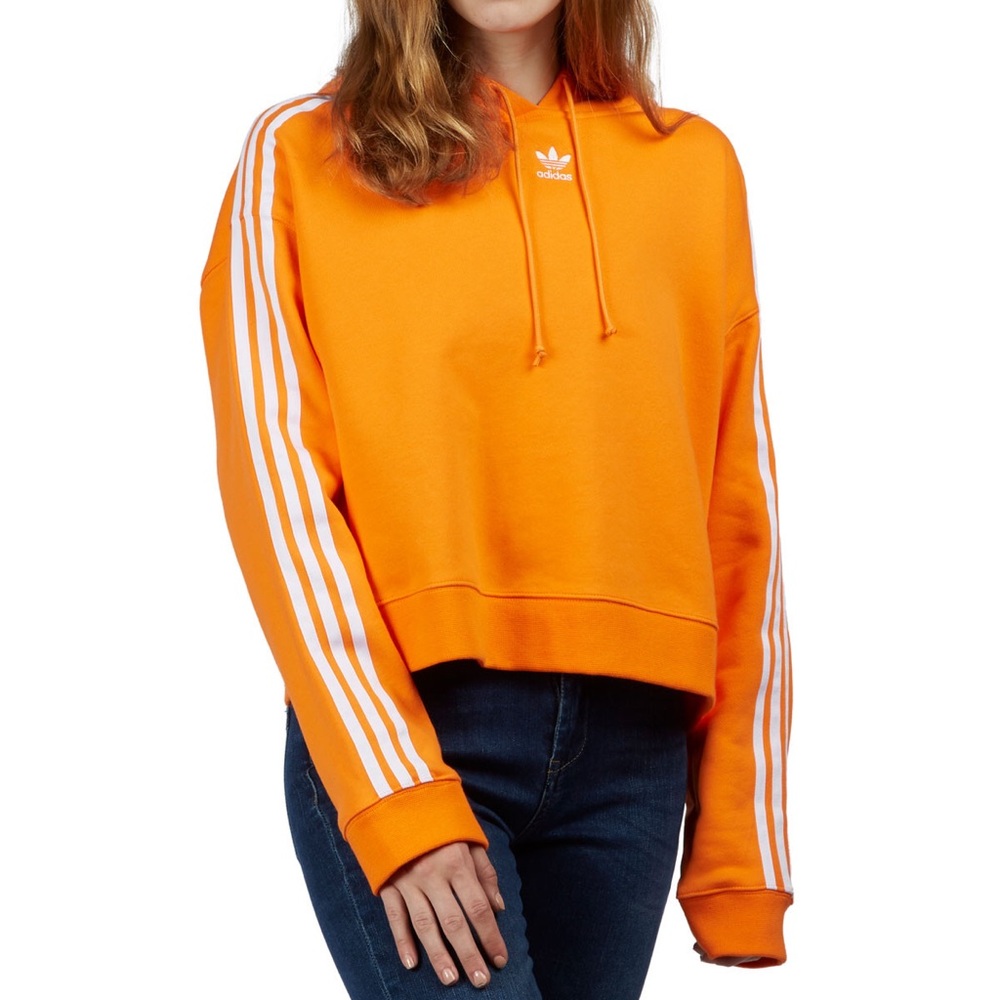 ORANGE ADIDAS CROPPED HOODIE SWEATSHIRT